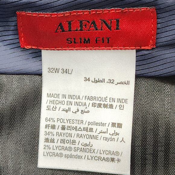 Alfani Pants Mens 32W 34L Blue Slim Fit Stretch Solid Suit Flat Front Straight - Picture 4 of 11